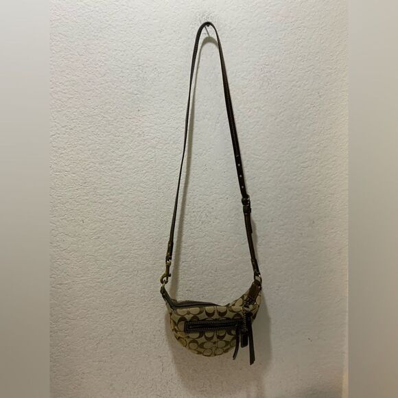 Coach Signature Canvas Crossbody Bag 10840 Brown Shoulder Bag - Picture 1 of 11